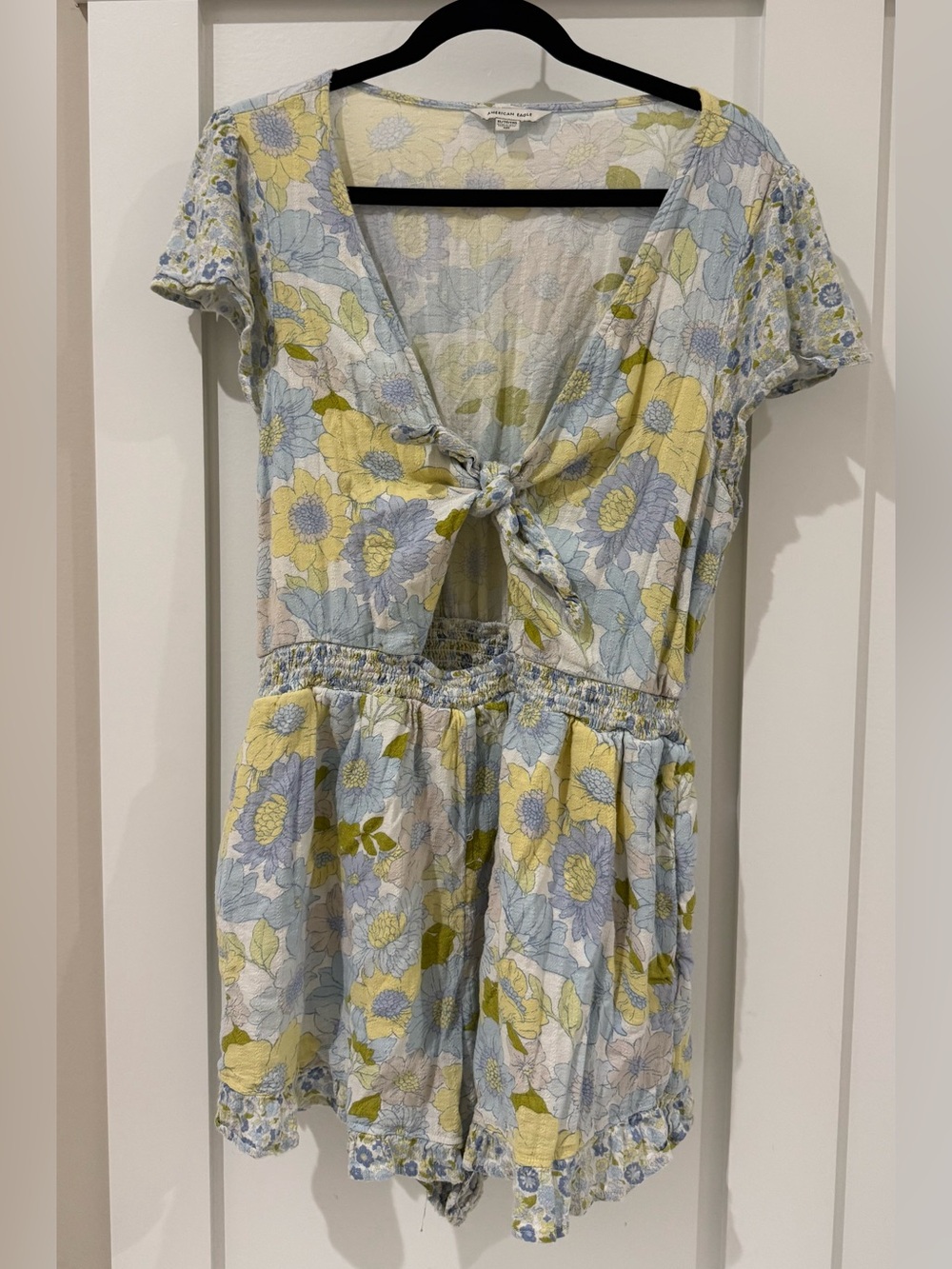 American Eagle Floral Tie Front Romper